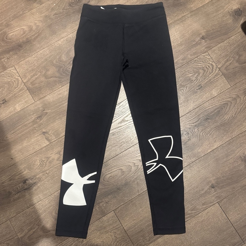 Under Armour Kids Black and White Logo Leggings